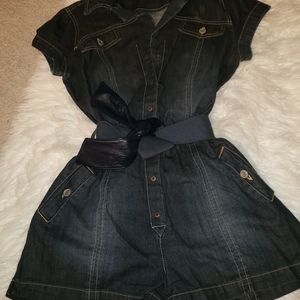 bebe Denim Shorts Romper Jumper Sz 30